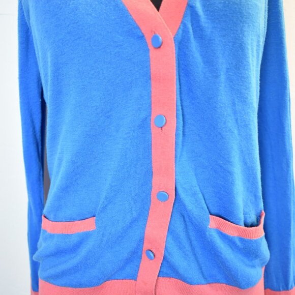 Prabal Gurung for Target Vibrant Blue Cardigan with Coral Accents - Picture 4 of 6
